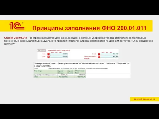 Принципы заполнения ФНО 200.01.011 Строка 200.01.011 – В строке выводятся данные о