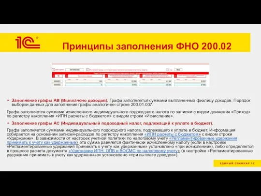 Принципы заполнения ФНО 200.02 Заполнение графы AB (Выплачено доходов). Графа заполняется суммами