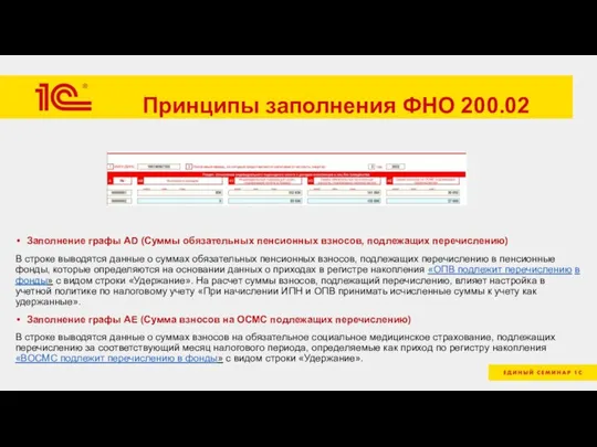 Принципы заполнения ФНО 200.02 Заполнение графы AD (Суммы обязательных пенсионных взносов, подлежащих