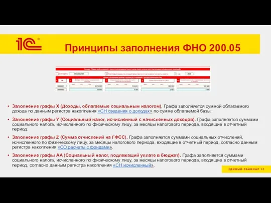 Принципы заполнения ФНО 200.05 Заполнение графы X (Доходы, облагаемые социальным налогом). Графа