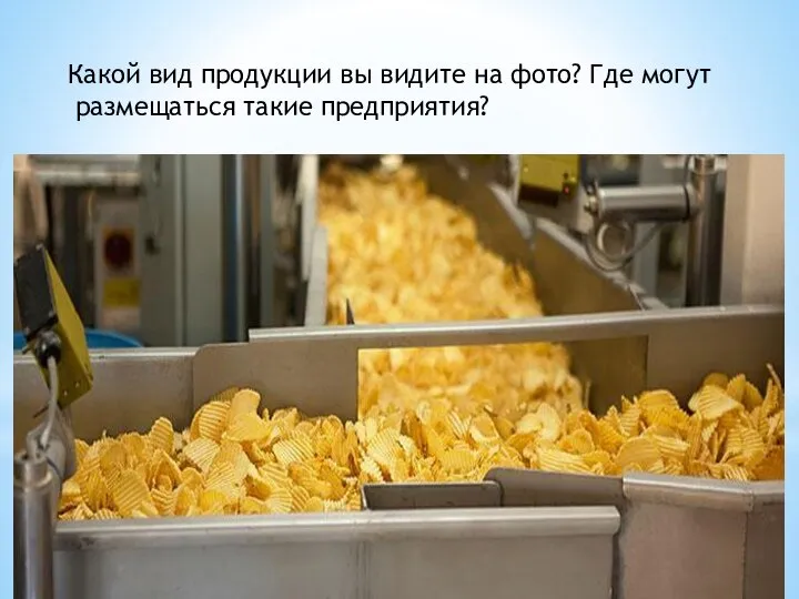 Какой вид продукции вы видите на фото? Где могут размещаться такие предприятия?