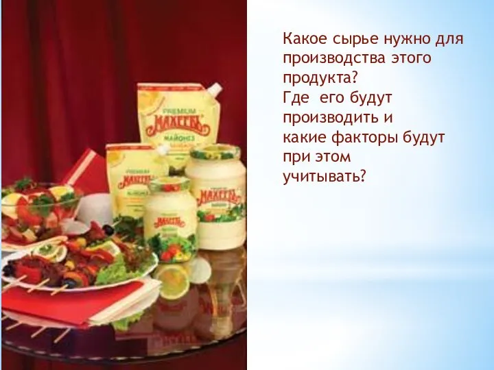 Какое сырье нужно для производства этого продукта? Где его будут производить и