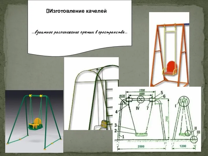 Изготовление качелей …взаимное расположение прямых в пространстве…