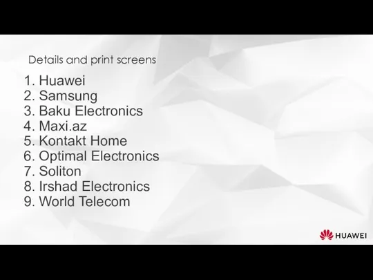 Details and print screens Huawei Samsung Baku Electronics Maxi.az Kontakt Home Optimal