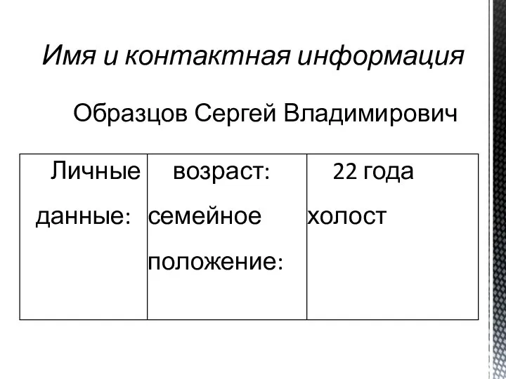 Образцов Сергей Владимирович Имя и контактная информация