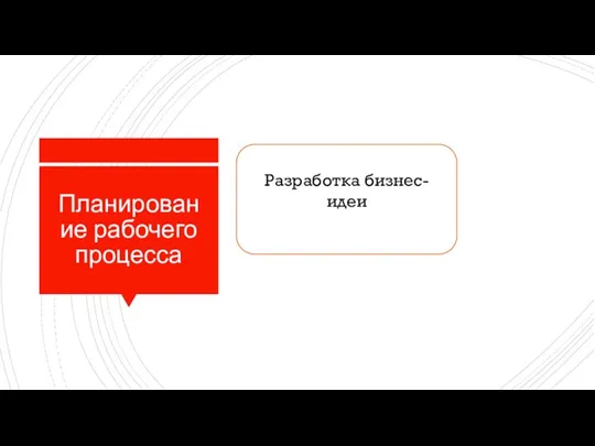 Планирование рабочего процесса Разработка бизнес-идеи