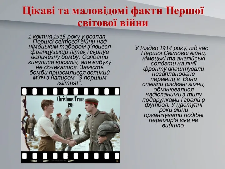 Цікаві та маловідомі факти Першої світової війни 1 квітня 1915 року у