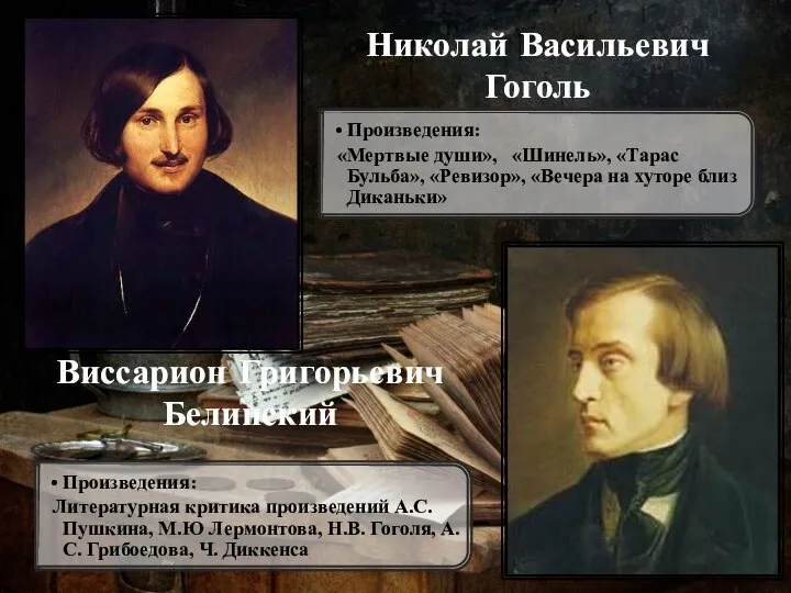 Николай Васильевич Гоголь Виссарион Григорьевич Белинский