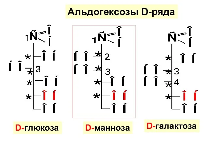 Альдогексозы D-ряда D-глюкоза D-манноза D-галактоза