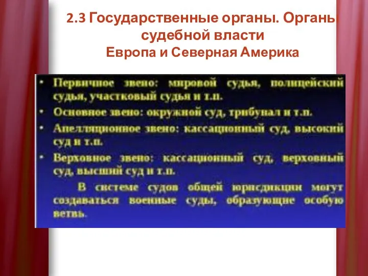 2.3 Государственные органы. Органы судебной власти Европа и Северная Америка