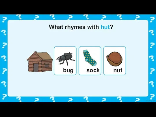What rhymes with hut? bug sock nut