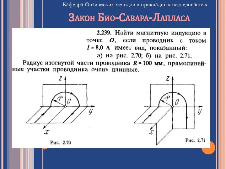 Кафедра Физических методов в прикладных исследованиях Закон Био-Савара-Лапласа