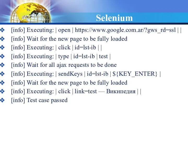 Selenium [info] Executing: | open | https://www.google.com.ar/?gws_rd=ssl | | [info] Wait for