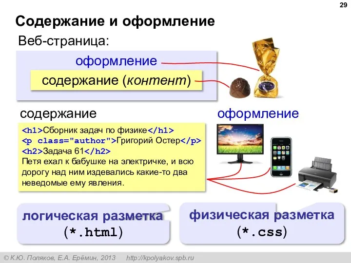 оформление Содержание и оформление содержание (контент) Веб-страница: содержание оформление Сборник задач по