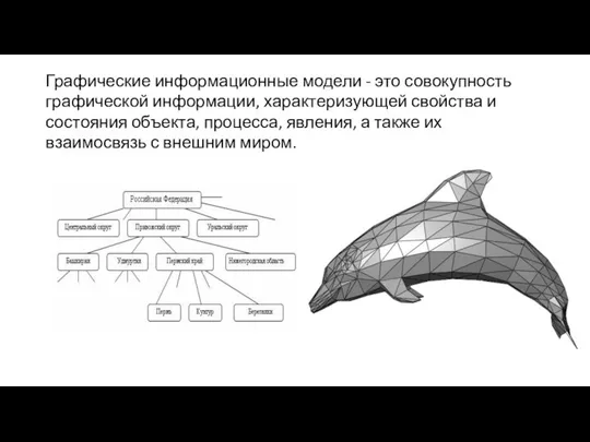 Графические информационные модели - это совокупность графической информации, характеризующей свойства и состояния