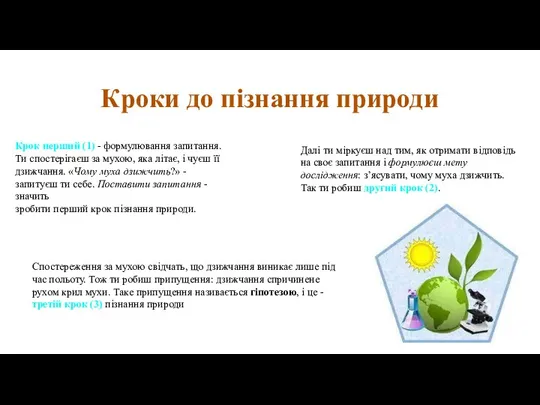 Кроки до пізнання природи Крок перший (1) - формулювання запитання. Ти спостерігаєш