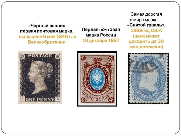 «Черный пенни» первая почтовая марка, выпущена 6 мая 1840 г. в Великобритании