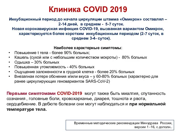 Клиника COVID 2019 Инкубационный период до начала циркуляции штамма «Омикрон» составлял –