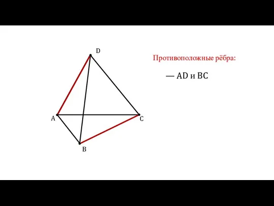 A B C D Противоположные рёбра: — AD и BC