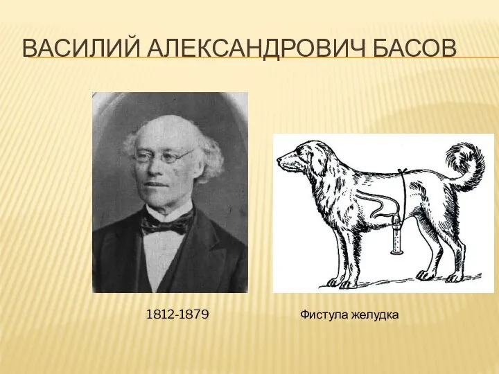 ВАСИЛИЙ АЛЕКСАНДРОВИЧ БАСОВ 1812-1879 Фистула желудка