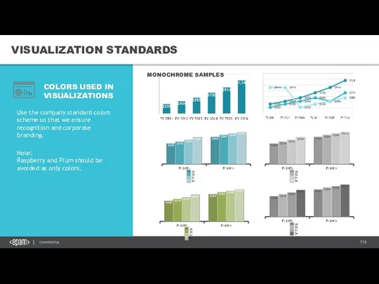 VISUALIZATION STANDARDS Use the company standard colors scheme so that we ensure