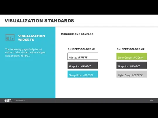 VISUALIZATION STANDARDS VISUALIZATION WIDGETS MONOCHROME SAMPLES The following pages help to set