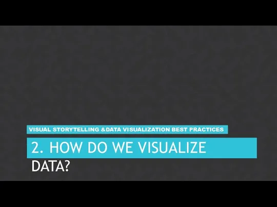 2. HOW DO WE VISUALIZE DATA? VISUAL STORYTELLING &DATA VISUALIZATION BEST PRACTICES