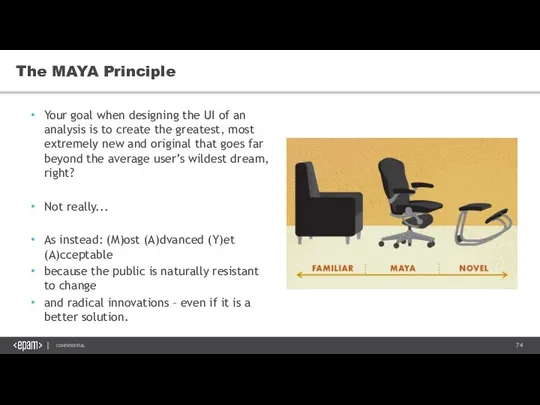 The MAYA Principle Your goal when designing the UI of an analysis