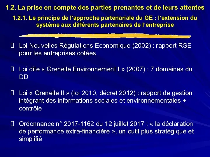 Loi Nouvelles Régulations Economique (2002) : rapport RSE pour les entreprises cotées