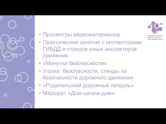 Просмотры видеоматериалов Практические занятия с инспекторами ГИБДД и отрядов юных инспекторов движения