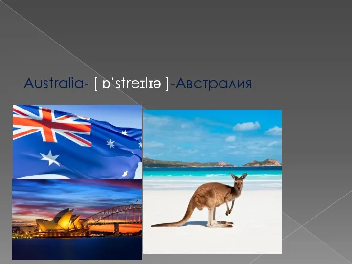 Australia- [ ɒˈstreɪlɪə ]-Австралия