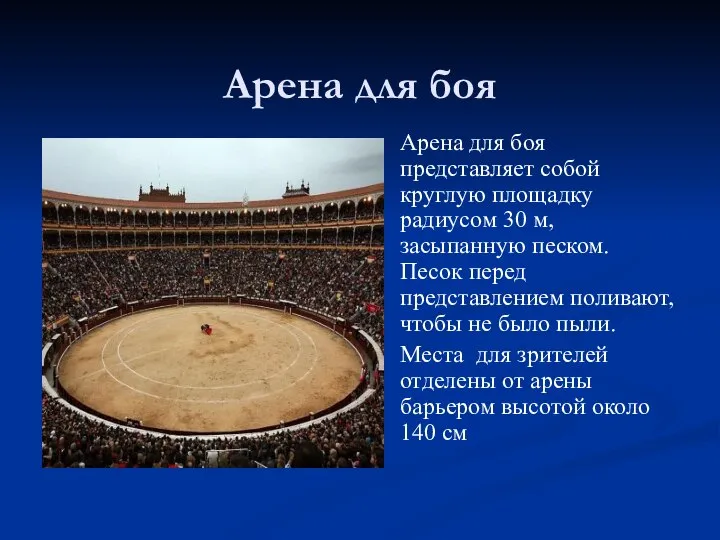 Арена для боя Арена для боя представляет собой круглую площадку радиусом 30