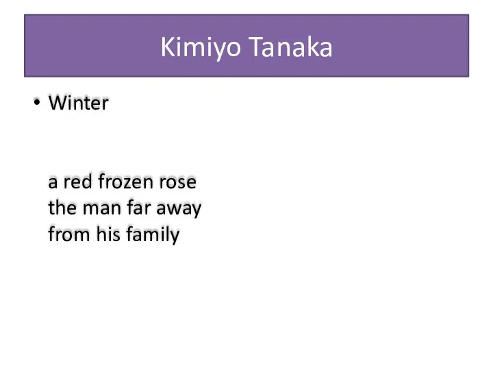 Kimiyo Tanaka Winter a red frozen rose the man far away from his family