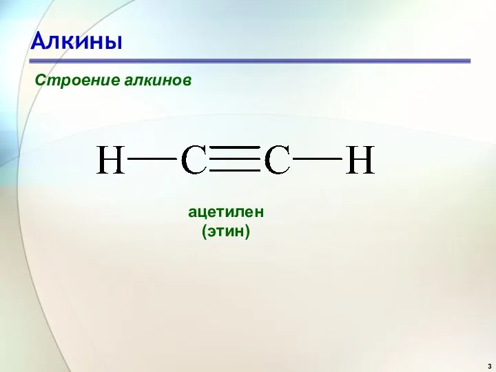 Алкины Строение алкинов ацетилен (этин)