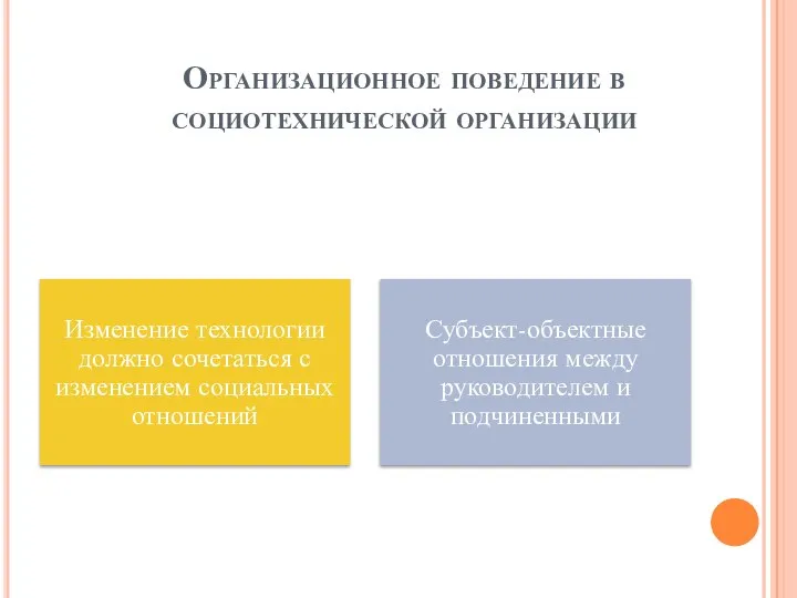 Организационное поведение в социотехнической организации