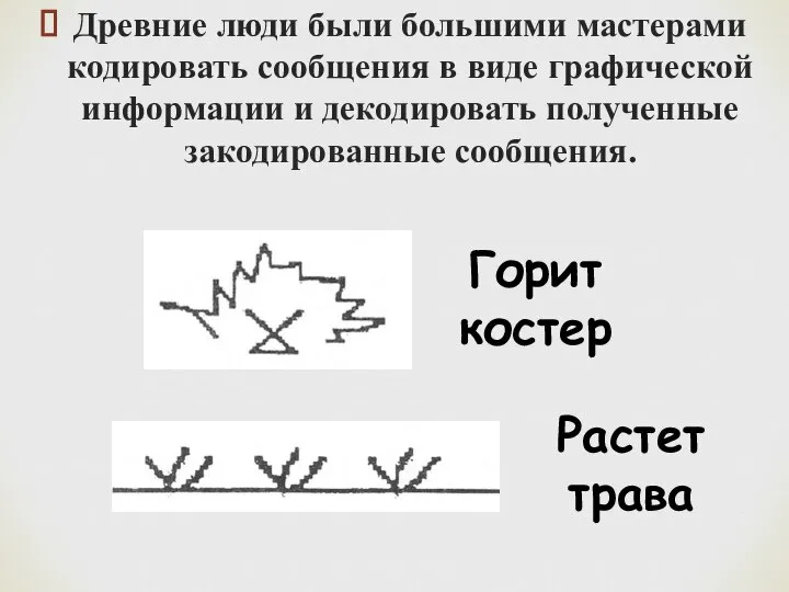 Древние люди были большими мастерами кодировать сообщения в виде графической информации и