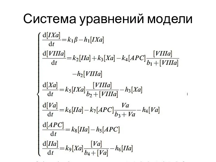 Система уравнений модели