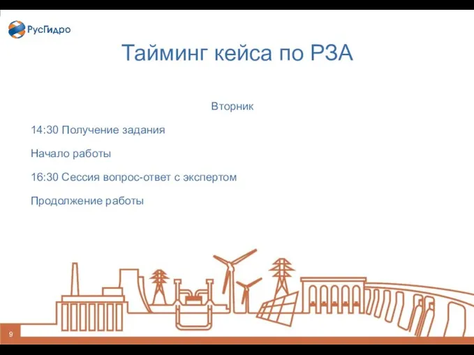 Тайминг кейса по РЗА Вторник 14:30 Получение задания Начало работы 16:30 Сессия