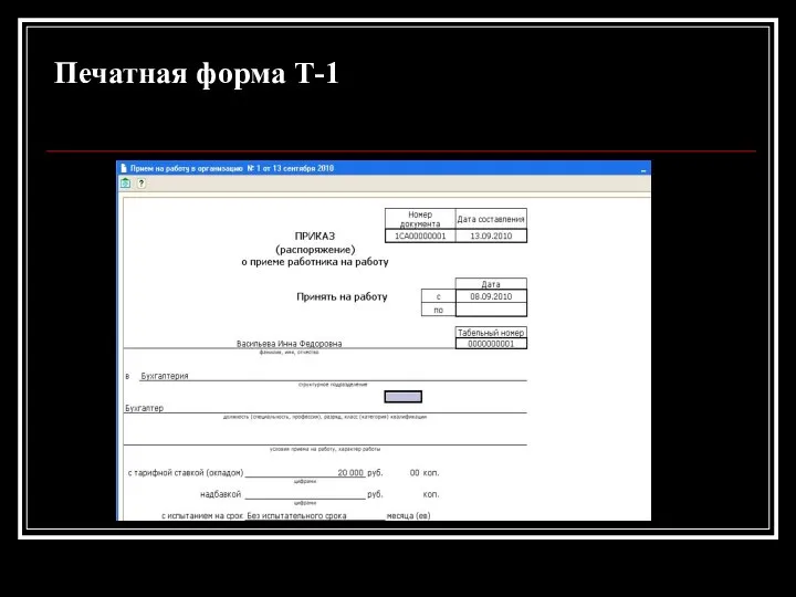 Печатная форма Т-1