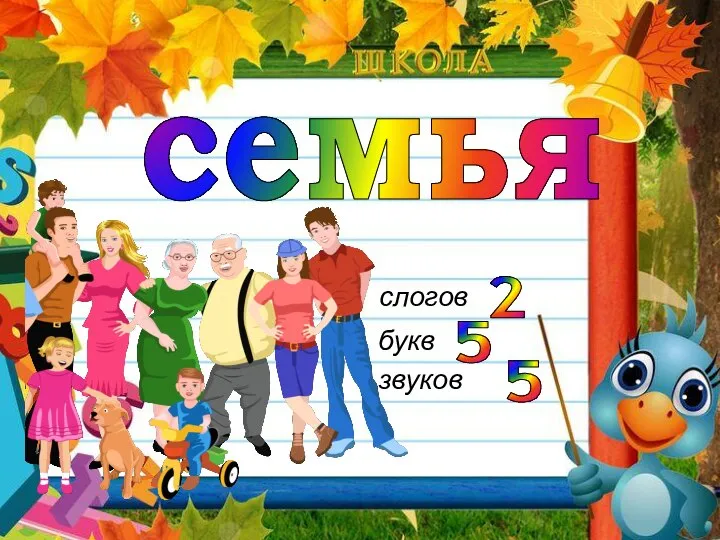 слогов букв звуков семья 2 5 5