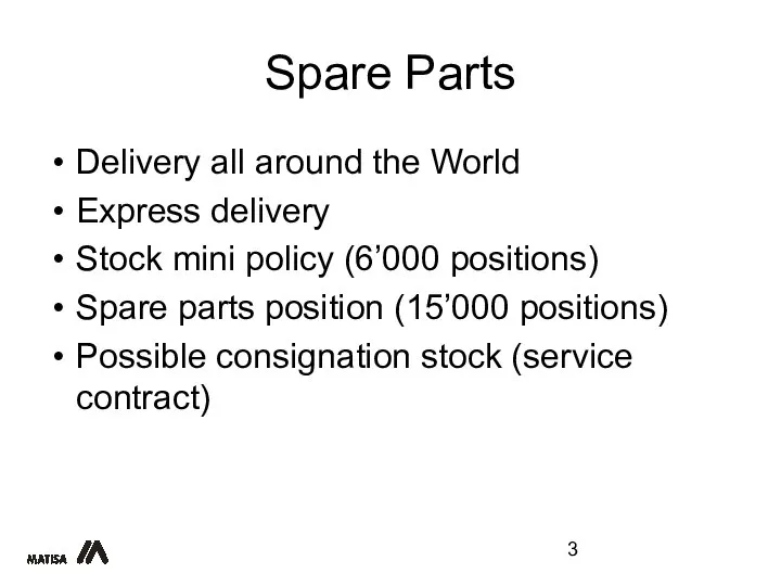 Spare Parts Delivery all around the World Express delivery Stock mini policy