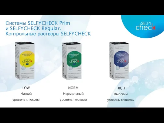 Системы SELFYCHECK Prim и SELFYCHECK Regular. Контрольные растворы SELFYCHECK LOW Низкий уровень