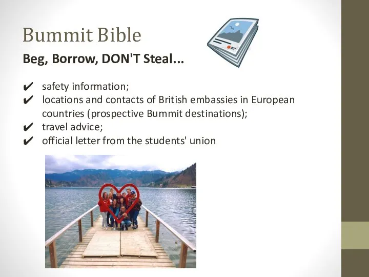 Bummit Bible safety information; locations and contacts of British embassies in European