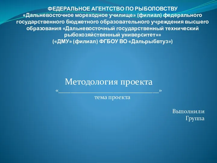 Методология проекта