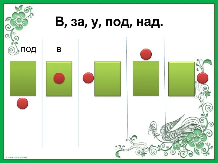 В, за, у, под, над. под в