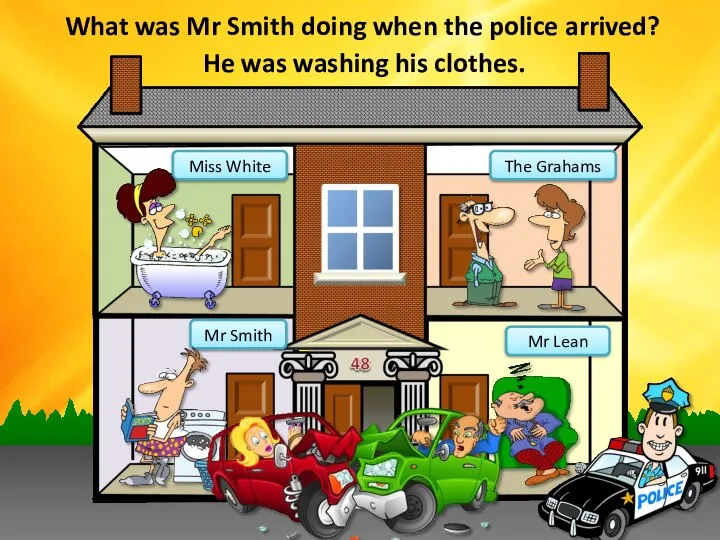 Miss White Mr Smith The Grahams What was Mr Smith doing when