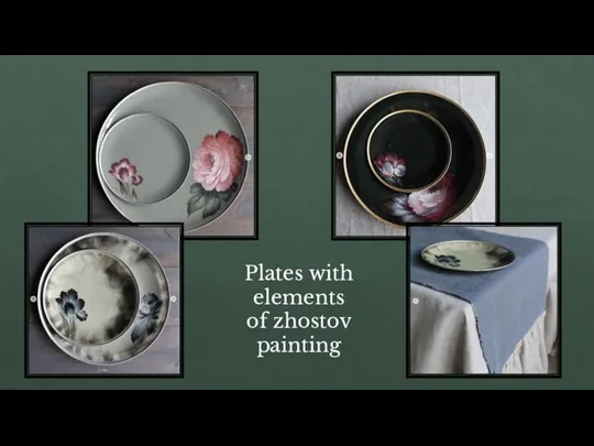 Plates with elements of zhostov painting