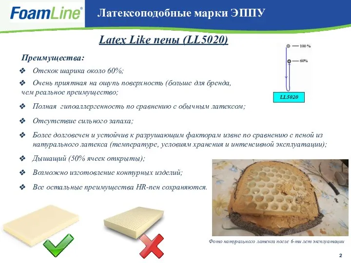 Латексоподобные марки ЭППУ Преимущества: Отскок шарика около 60%; Очень приятная на ощупь