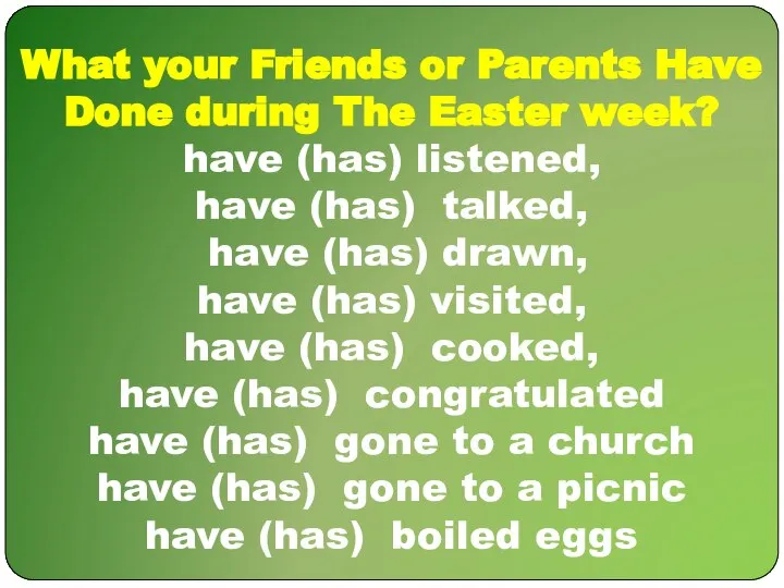 What your Friends or Parents Have Done during The Easter week? have