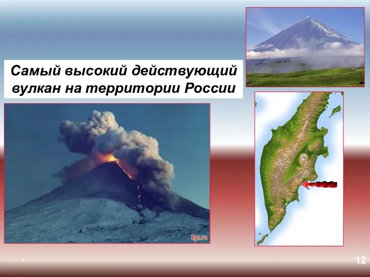 * Самый высокий действующий вулкан на территории России